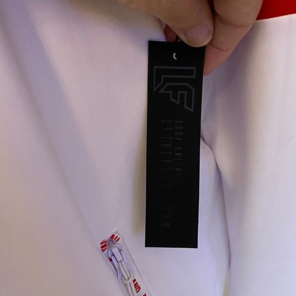 NWT LF The brand white zip up jacket red detailing - Picture 4 of 5
